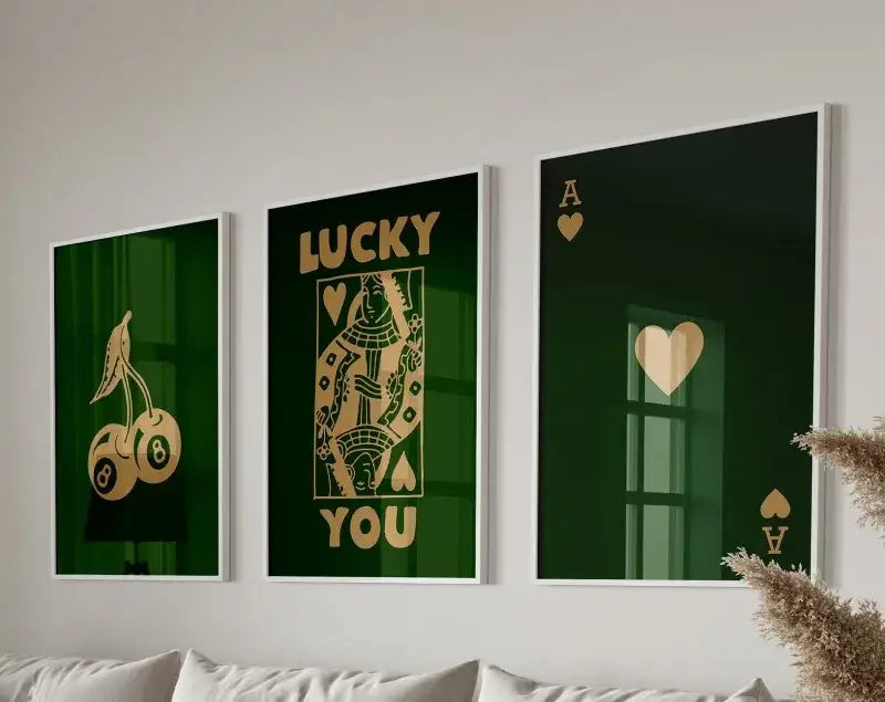 Vibrant pink ace card queen wall art set for bedroom decor