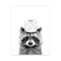 Funny raccoon animal bathroom canvas wall art