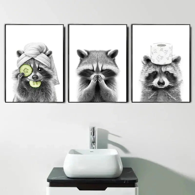 Funny lion with blue toothbrush bathroom wall art animal poster