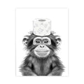 Funny animal baby chimp with toilet paper bathroom poster
