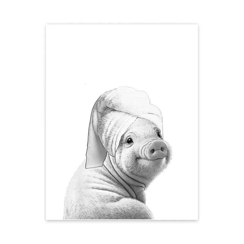 Funny bear wall art black and white bathroom canvas print