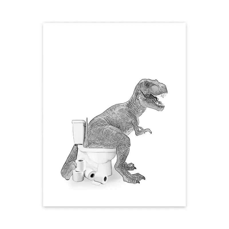 Funny bear wall art black and white bathroom canvas print