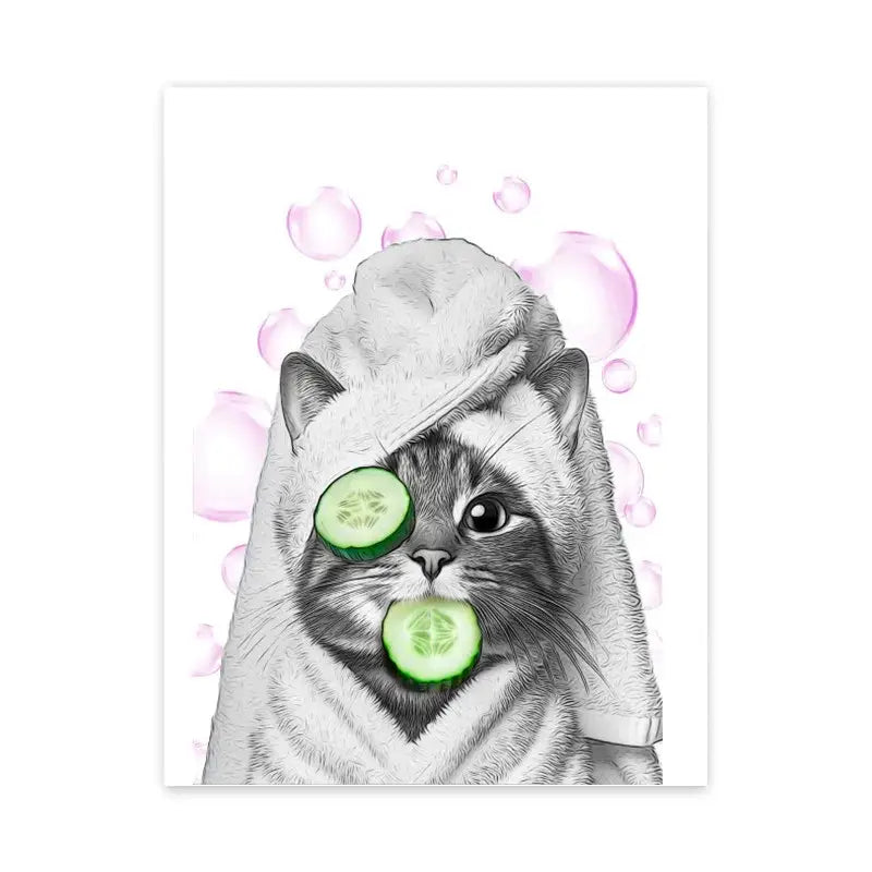Funny bear wall art black and white bathroom canvas print