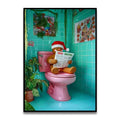 Funny christmas gingerbread man bathroom canvas wall art