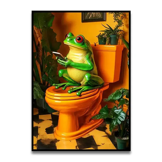 Funny christmas gingerbread man bathroom canvas wall art