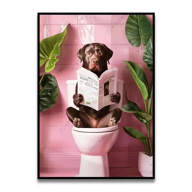Funny zebra in pink fur coat canvas wall art bathroom decor