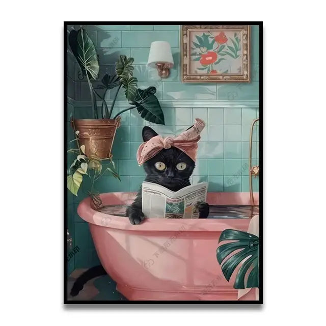Funny ghost in santa hat bathroom toilet canvas wall art