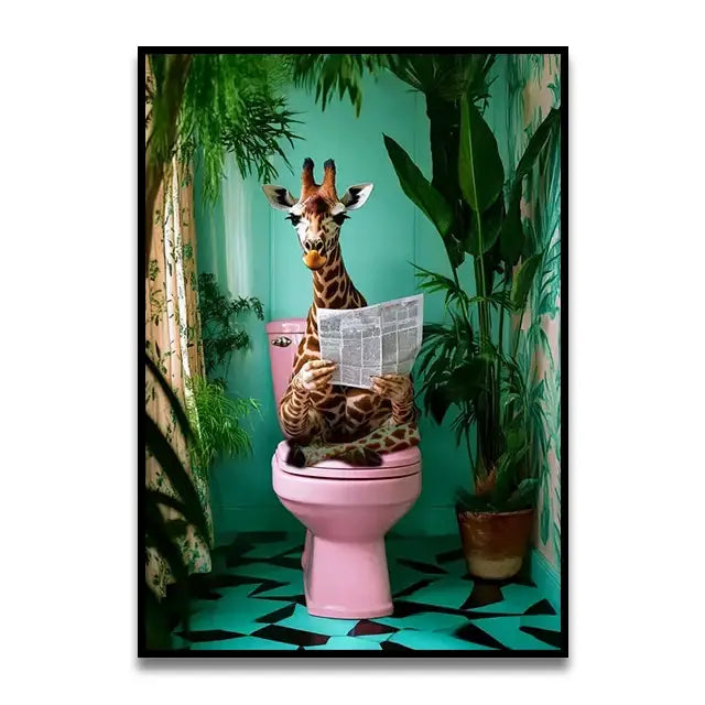 Funny ghost in santa hat bathroom toilet canvas wall art