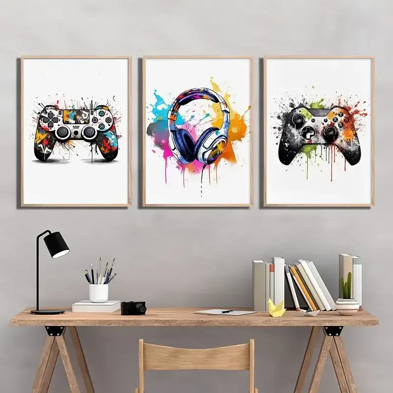 Graffiti gamepad black & white canvas prints – gamer room decor