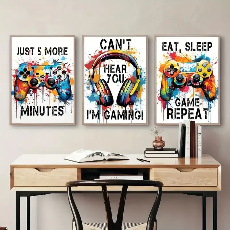 Graffiti gamepad black & white canvas prints – gamer room decor