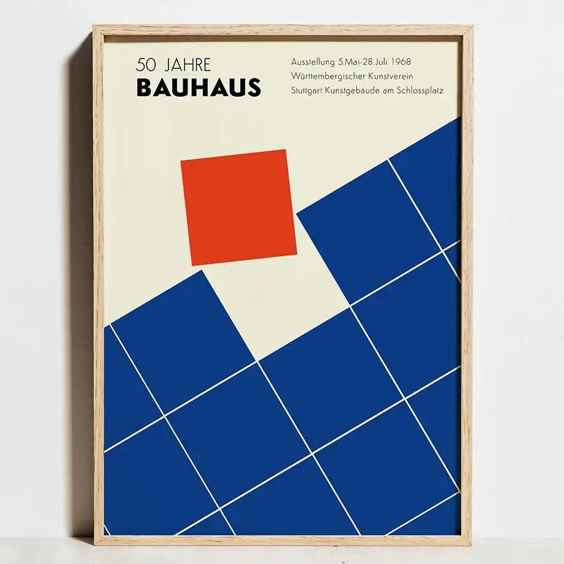 Geometric bauhaus abstract canvas black & white living room wall art