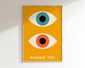 Minimalist bauhaus canvas poster yellow living room eye art