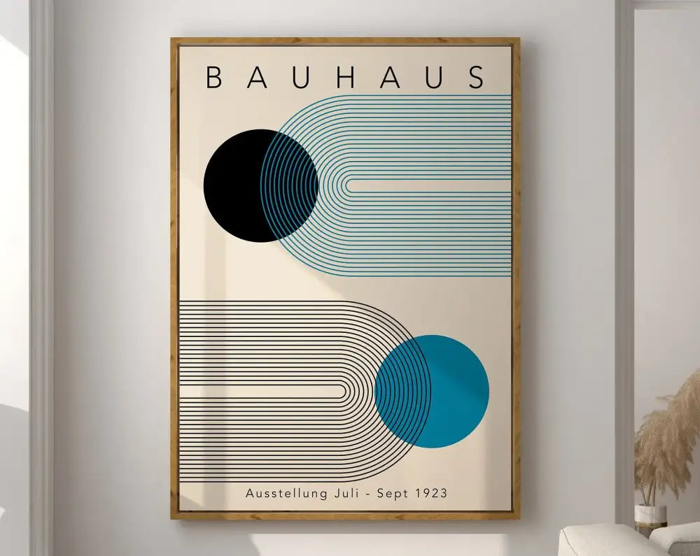 Minimalist orange geometric bauhaus canvas poster living room art