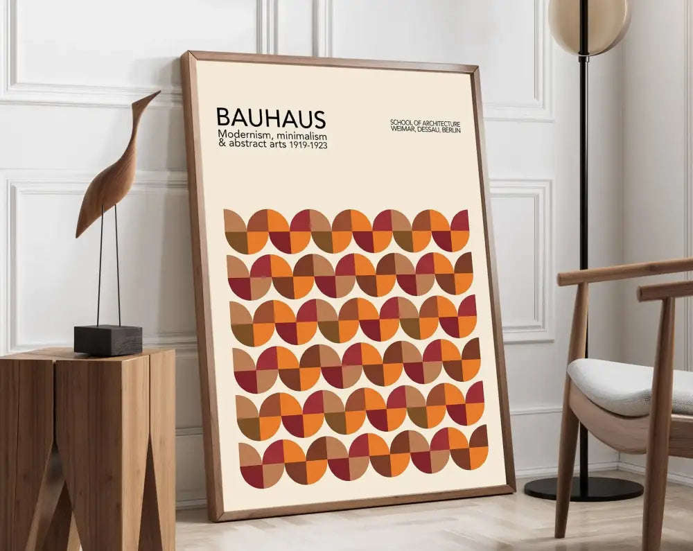Minimalist orange geometric bauhaus canvas poster living room art
