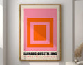 Retro pink & orange geometric bauhaus canvas poster living room wall art