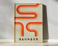 Bauhaus geometric canvas poster orange & cream living room art