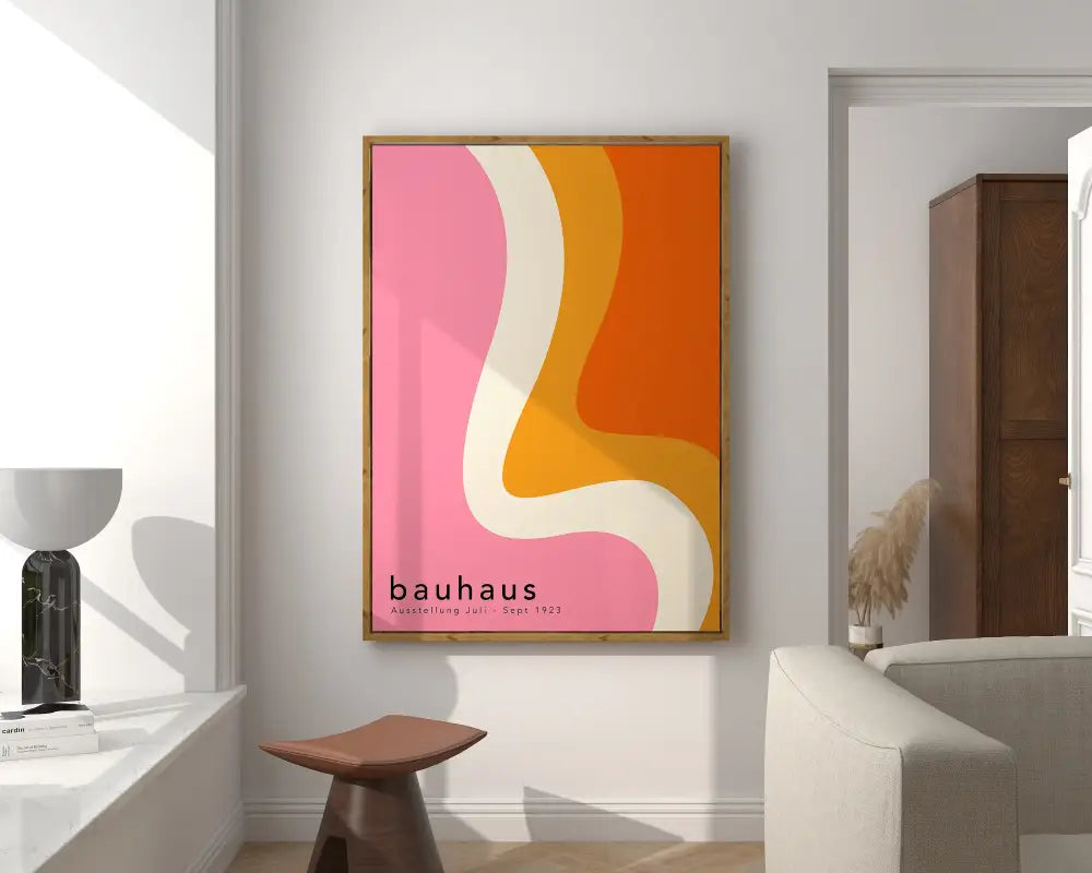 Retro black & cream geometric bauhaus canvas poster living room decor