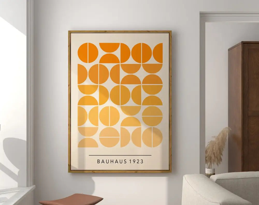 Bauhaus geometric canvas orange and black living room wall art