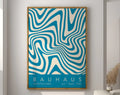 Geometric bauhaus canvas blue & white exhibition poster living room