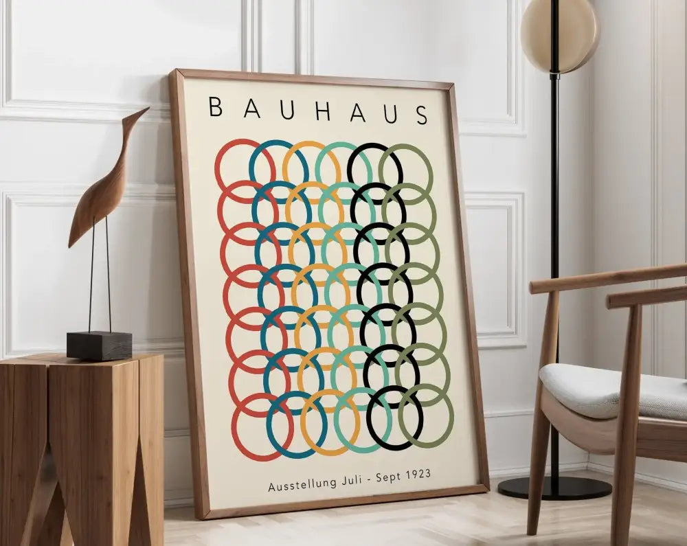 Geometric bauhaus canvas print – living room modern wall art