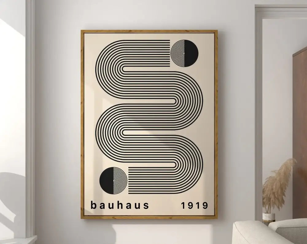Geometric bauhaus canvas teal & red living room wall art