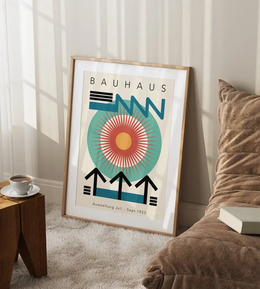 Colorful geometric bauhaus canvas prints – living room wall decor