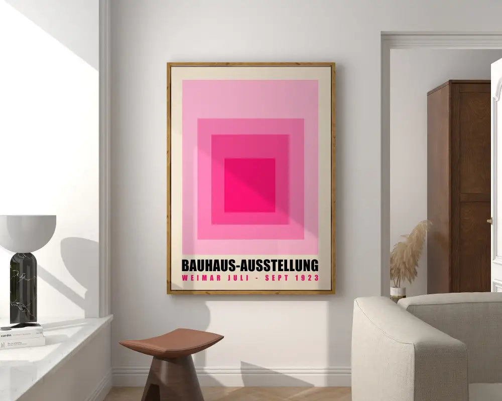 Geometric bauhaus canvas teal & yellow wall art living room decor
