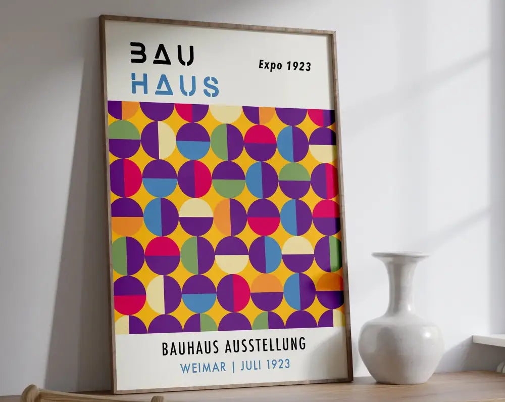 Colorful geometric bauhaus canvas prints – living room wall decor