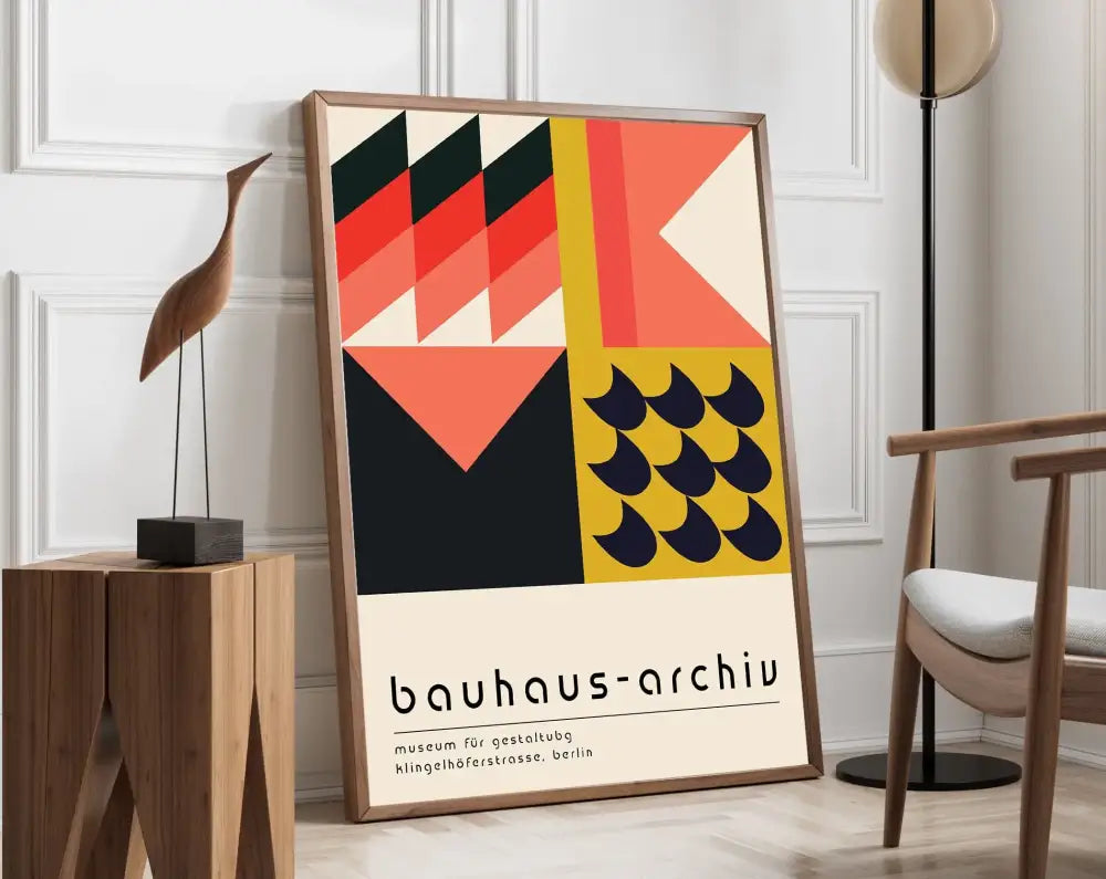 Bauhaus black & white geometric canvas wall art for living room