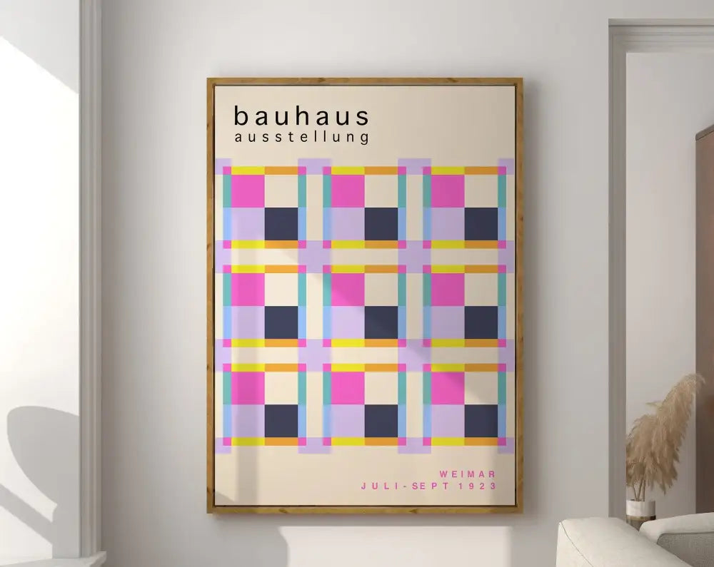 Bauhaus black & white geometric canvas wall art for living room