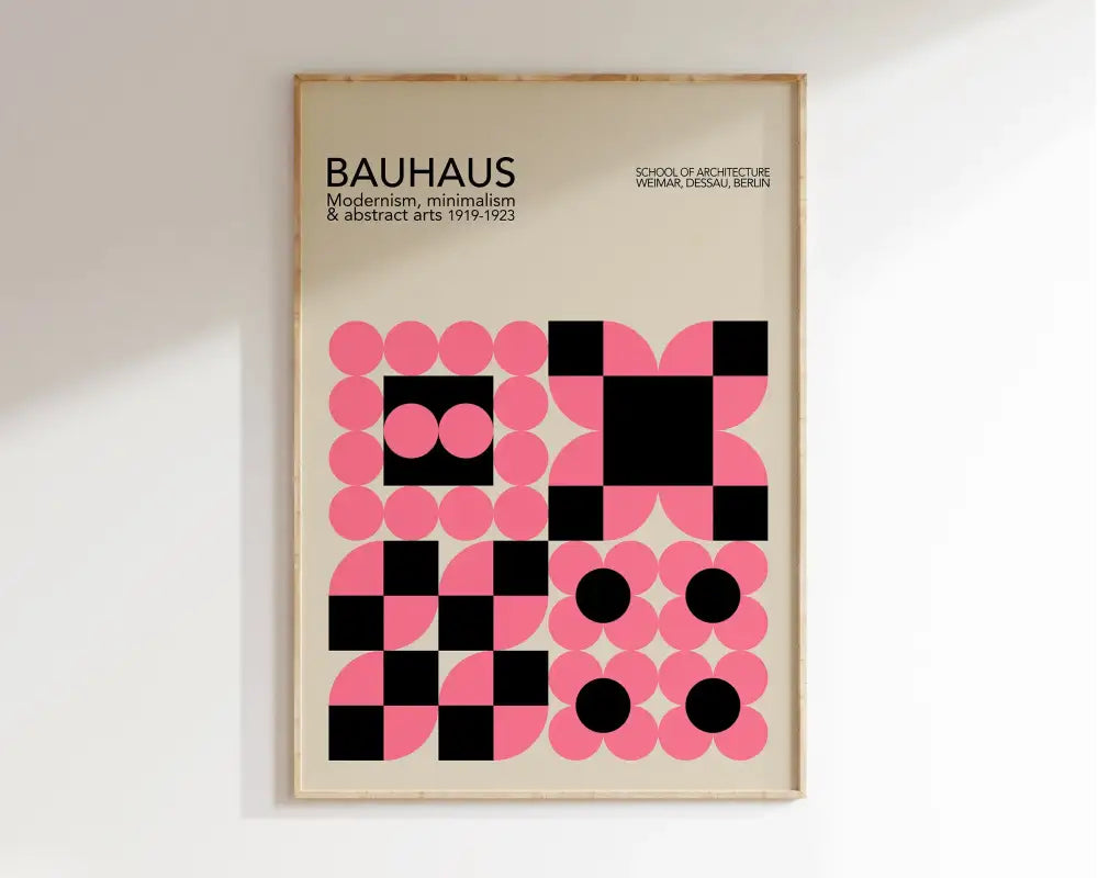 Bauhaus black & white geometric canvas wall art for living room