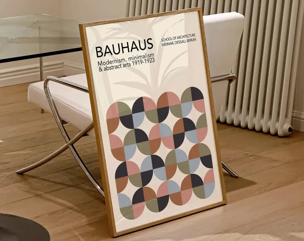 Bauhaus black & white geometric canvas wall art for living room