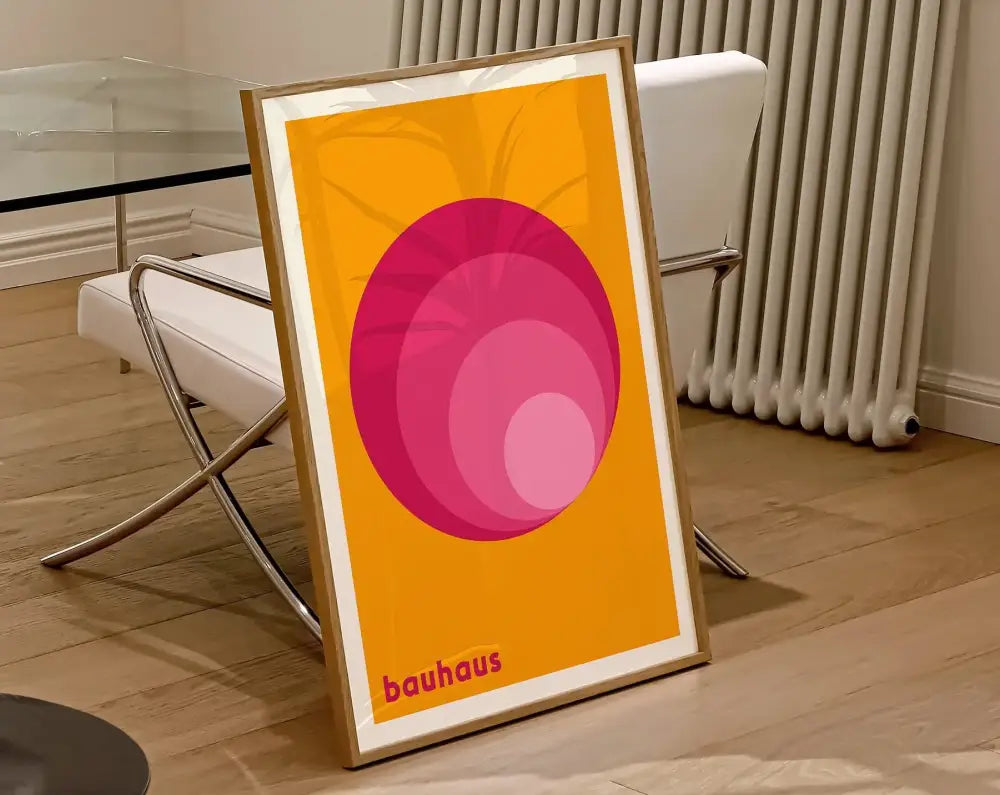 Bauhaus pink & black geometric canvas poster living room wall art
