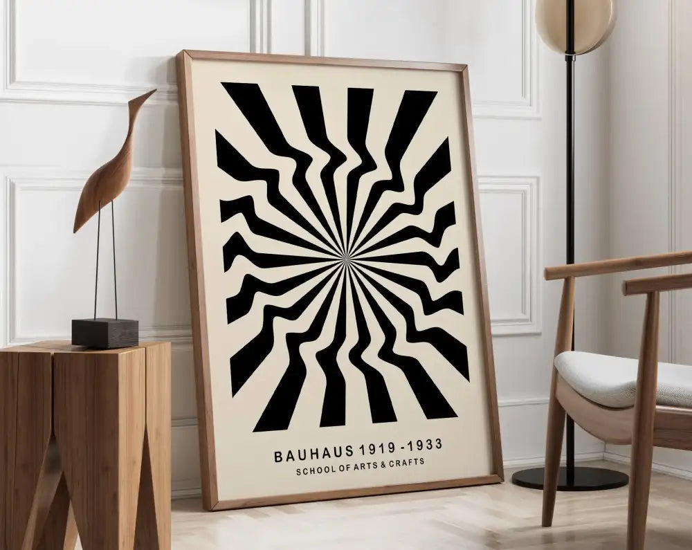 Bauhaus pink & black geometric canvas poster living room wall art