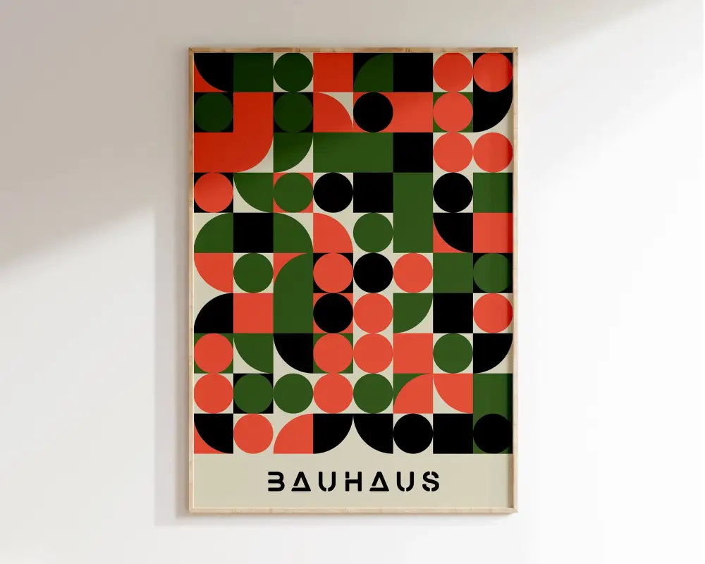 Bauhaus pink & black geometric canvas poster living room wall art