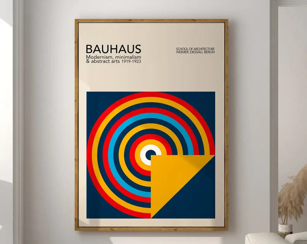 Bauhaus pink & black geometric canvas poster living room wall art