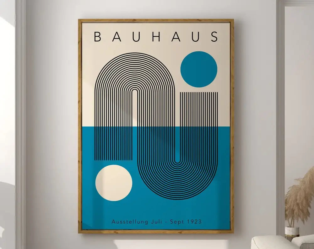 Bauhaus pink & black geometric canvas poster living room wall art