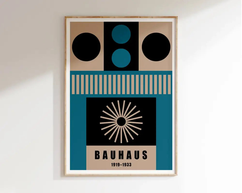 Bauhaus pink & black geometric canvas poster living room wall art