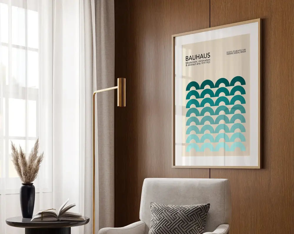 Bauhaus pink & black geometric canvas poster living room wall art