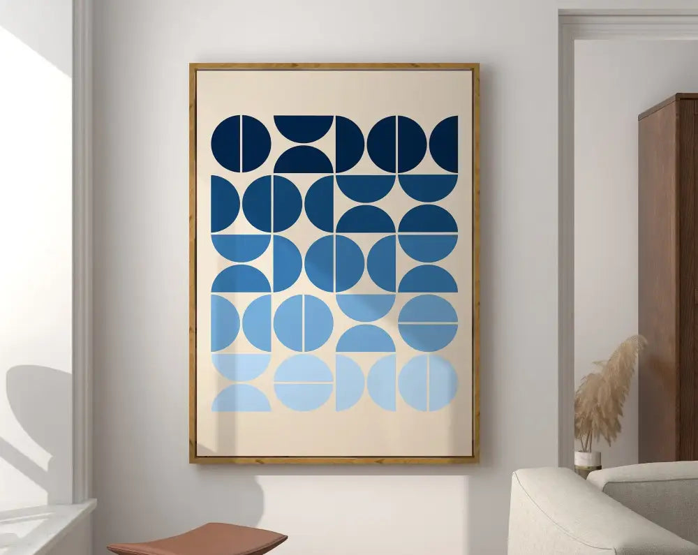 Modernist bauhaus pink & orange geometric canvas poster living room