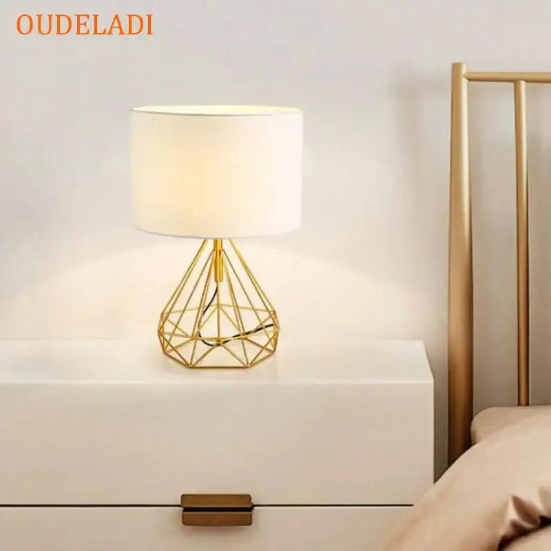 Decorbites geometric gold desk lamp black bedroom table light