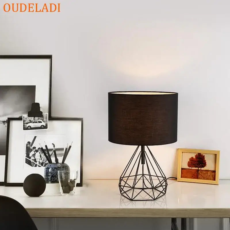 Decorbites geometric gold desk lamp black bedroom table light