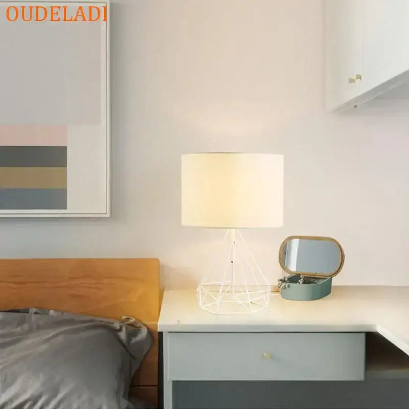 Decorbites geometric gold desk lamp black bedroom table light