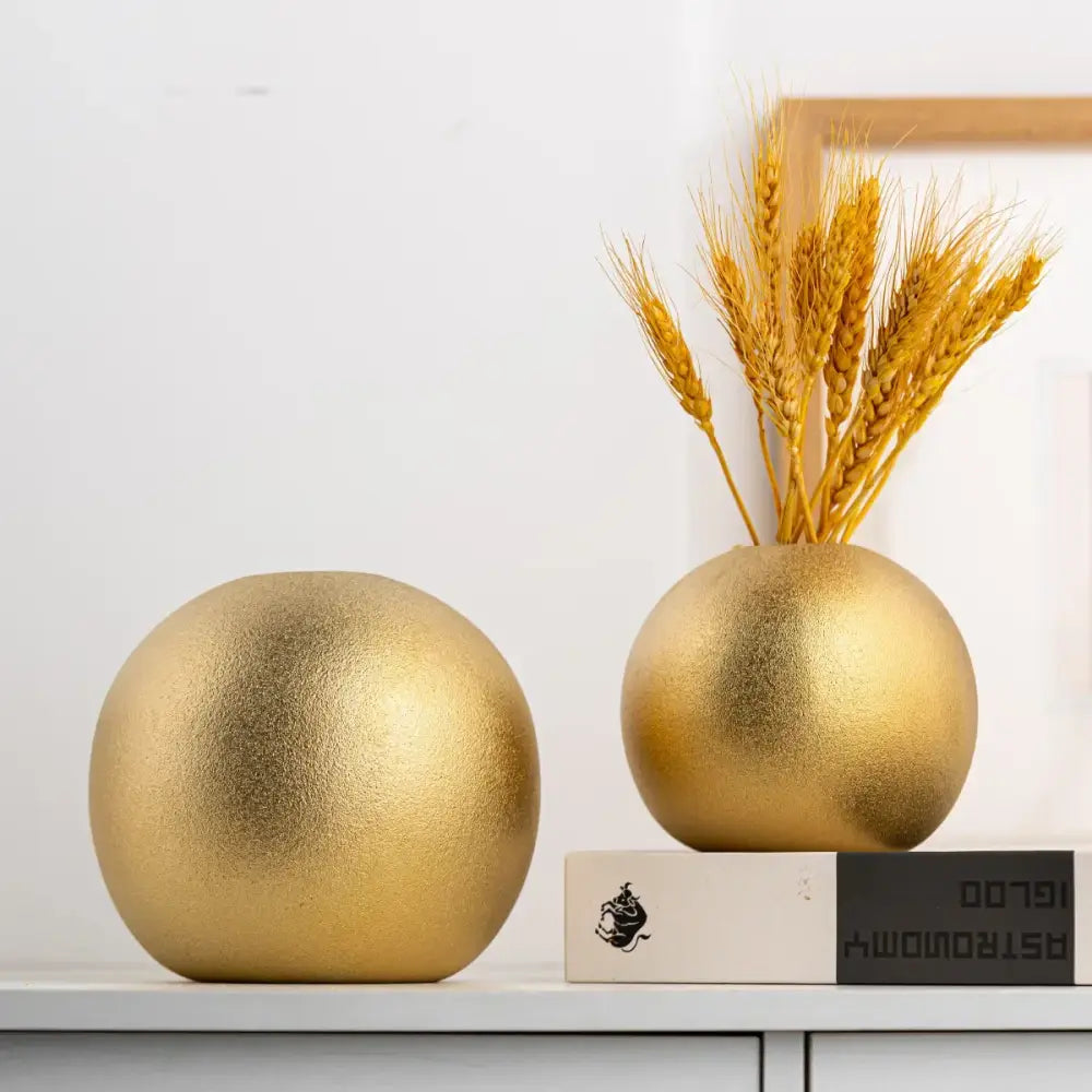 Decorbites geometric gold & silver spherical ceramic vases living room