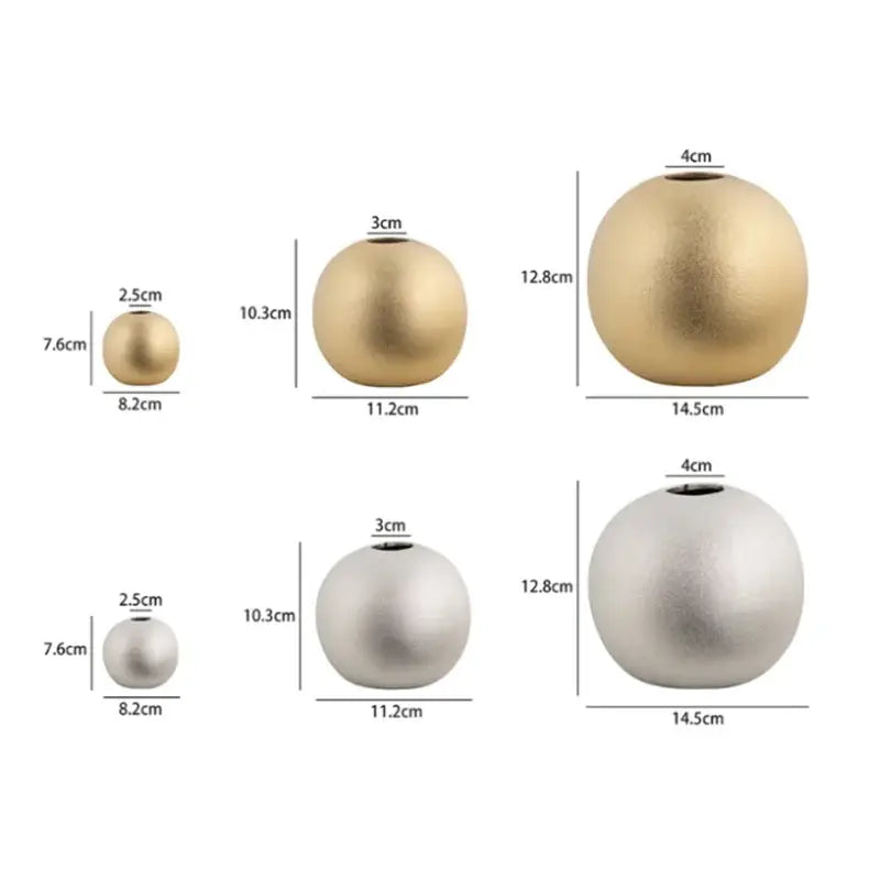 Decorbites geometric gold & silver spherical ceramic vases living room