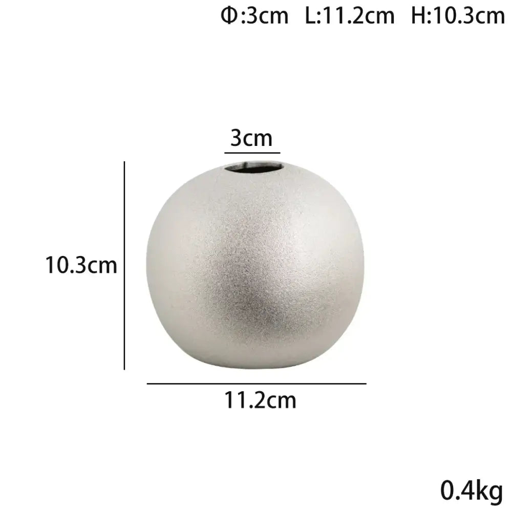 Decorbites geometric gold & silver spherical ceramic vases living room