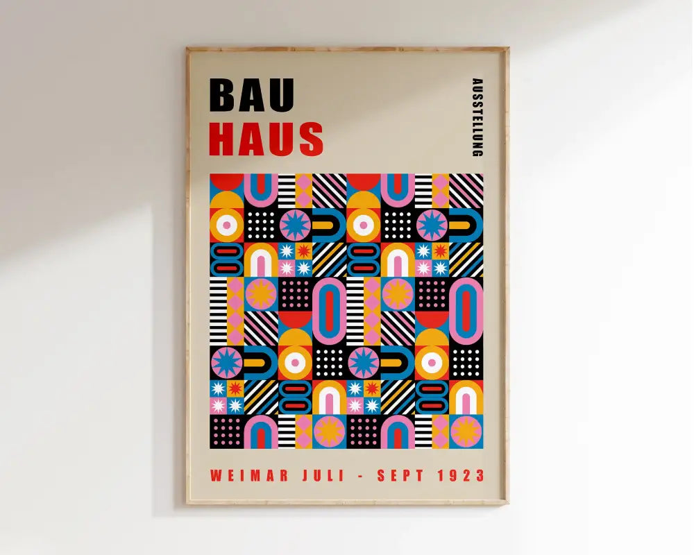 Mid century black & orange bauhaus wall art living room canvas prints
