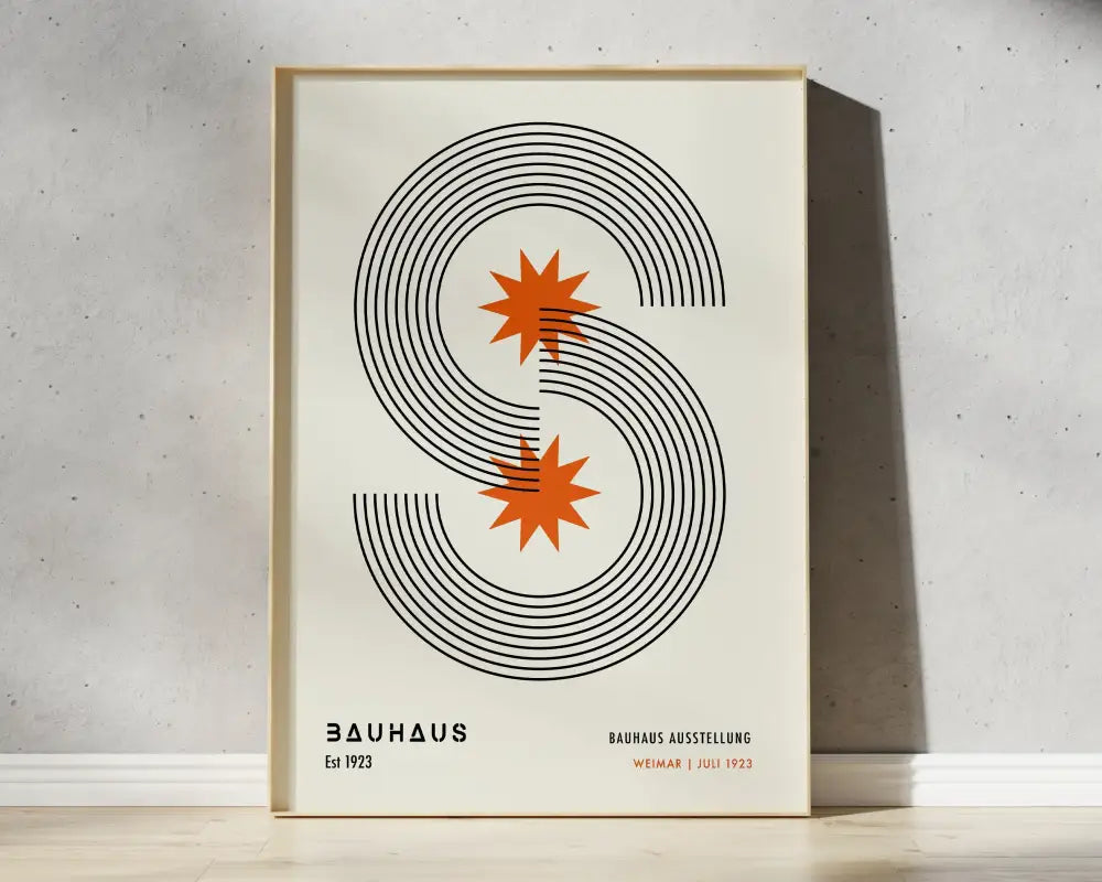 Mid century black & orange bauhaus wall art living room canvas prints