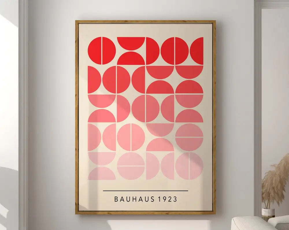 Bauhaus pink & yellow geometric canvas poster living room decor