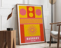 Bauhaus pink & yellow geometric canvas poster living room decor